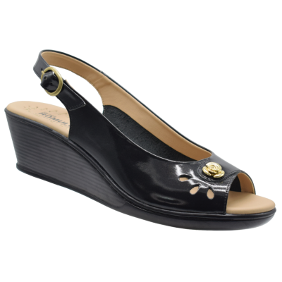 Romulo Sandalia Cuero Negro Mujer Talla 36 Ref 5625